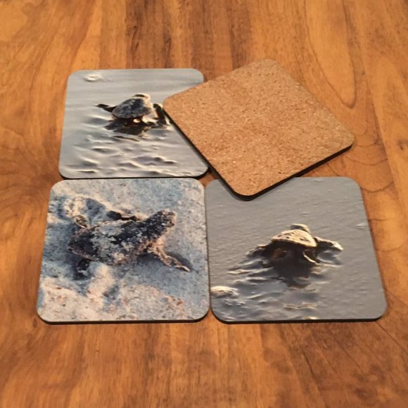 Turtle Coasters - Cork Bottom - 2 Sets of 4 (8 total) - NWOT - Picture 4 of 6